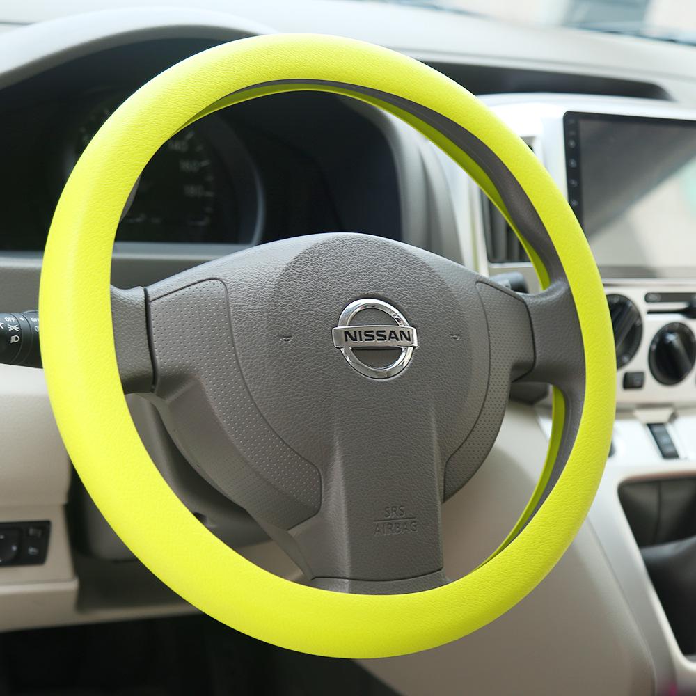 Litchi Pattern Silicone Steering Wheel Cover: Fold-Resistant, Flexible, Scratch-Resistant Leather Protector