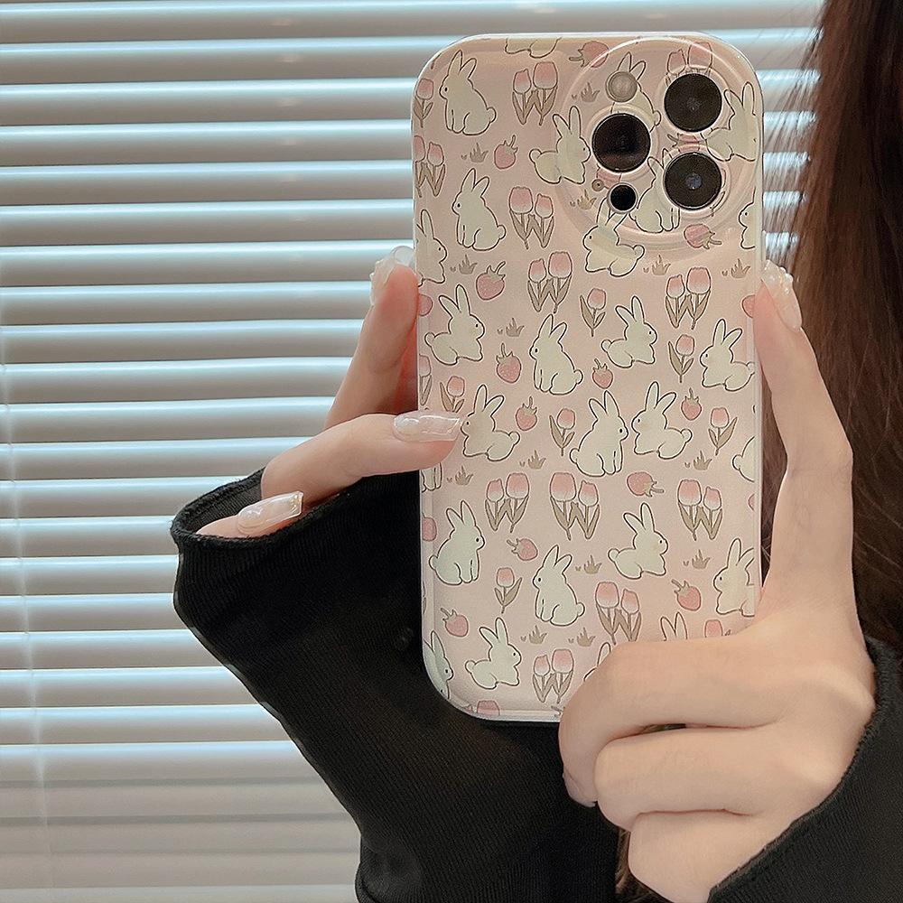 Цветок Кролик Iphone16 Чехол для IPhone 15pro Подставка 12 11 Комплект Xs Нежный 14promax