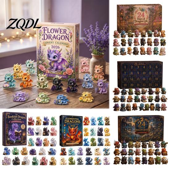 Dragon Advent Calendar Christmas Countdown Calendar, with 24 Acrylic Decorations, Days Gift Box Box, Holiday for Lovers Decoration