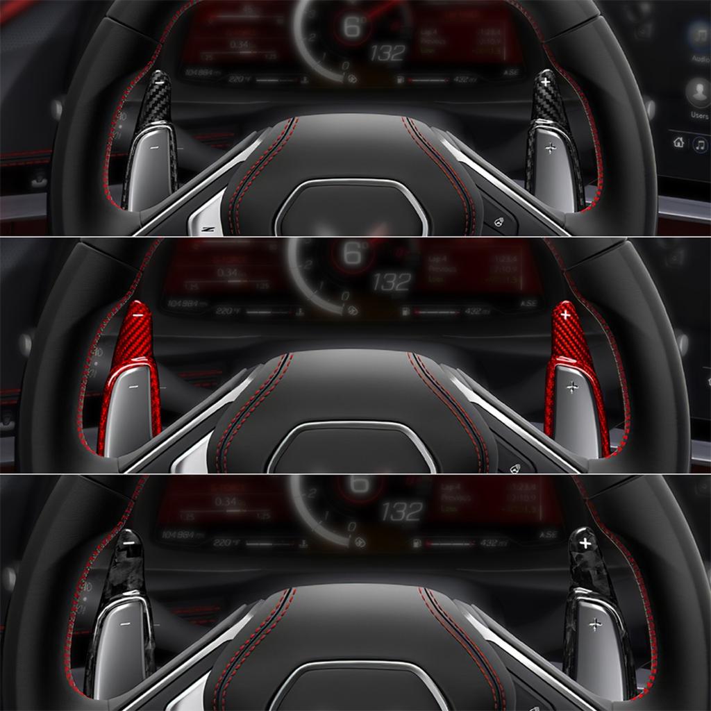 For Corvette C8 2020-23 Hard Carbon Fiber Steering Wheel Shift Paddles Sport Replacement Paddle Shifter Interior Car Accessories