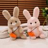 Cartoon Long Hair Carrot Rabbit Plush Doll Pillow Black Brown Pink Rabbit Animal Plush Appease Toy Birthday Gift for Girl