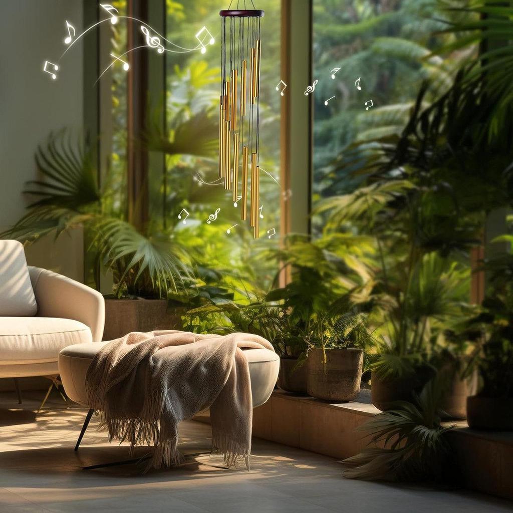 12-Tube Handmade Wind Chime Pendant for Balcony, Courtyard, or Living Room – European & American Style