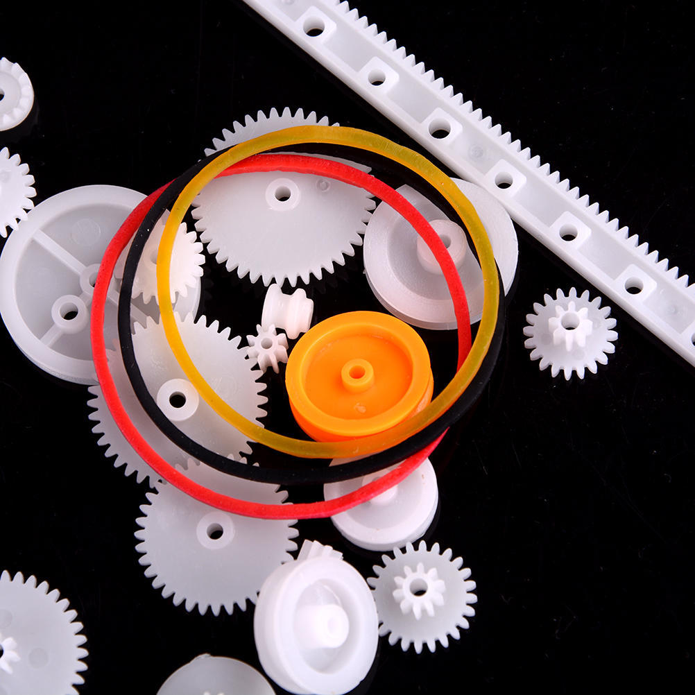 60 Pcs Plastic Gear Set Diy Rack Pulley Belt Worm Single Double Gears