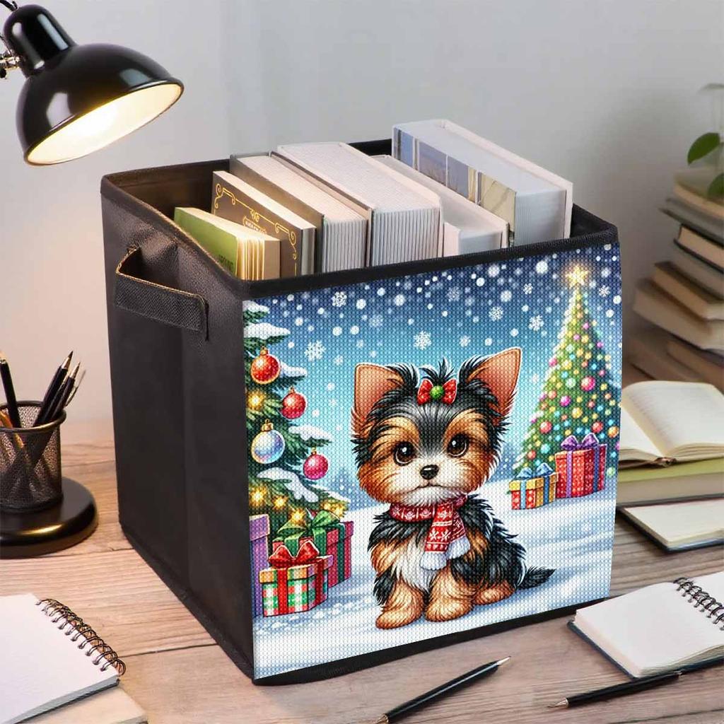 Шнауцер на снегу 5D Алмазная живопись Корзина для хранения Полная круглая мозаика Алмазная вышивка Наборы для вышивания крестиком Декор для дома Декор для дома