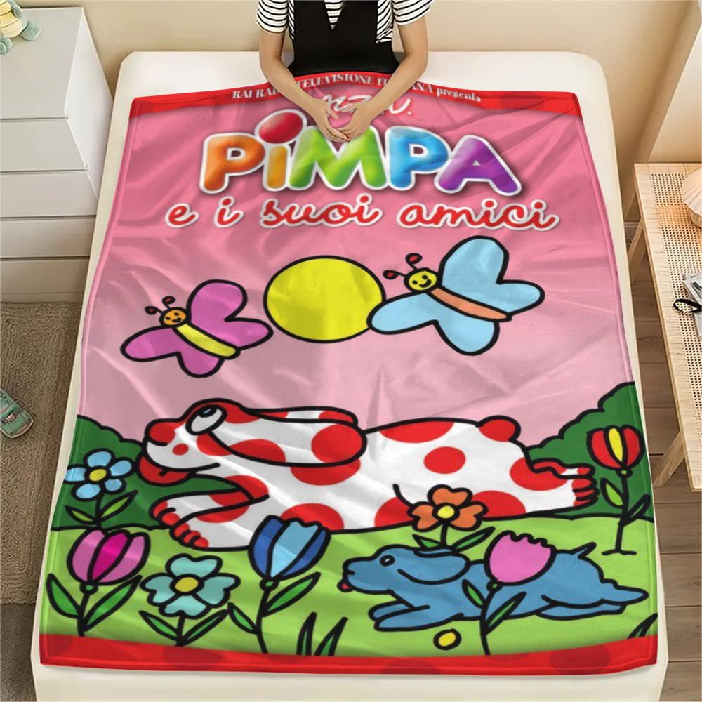 1PC Pimpa Print Flannel Blanket, High quality Comfortable for All Seasons, Home Decor, Warmth and Comfort, Perfect for Christmas Gifts109