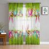 Easter Eggs Rabbit Ears Grass Sheer Tulle Window Curtains For Living Room Bedroom Kitchen Veiling Curtain Home Decoration