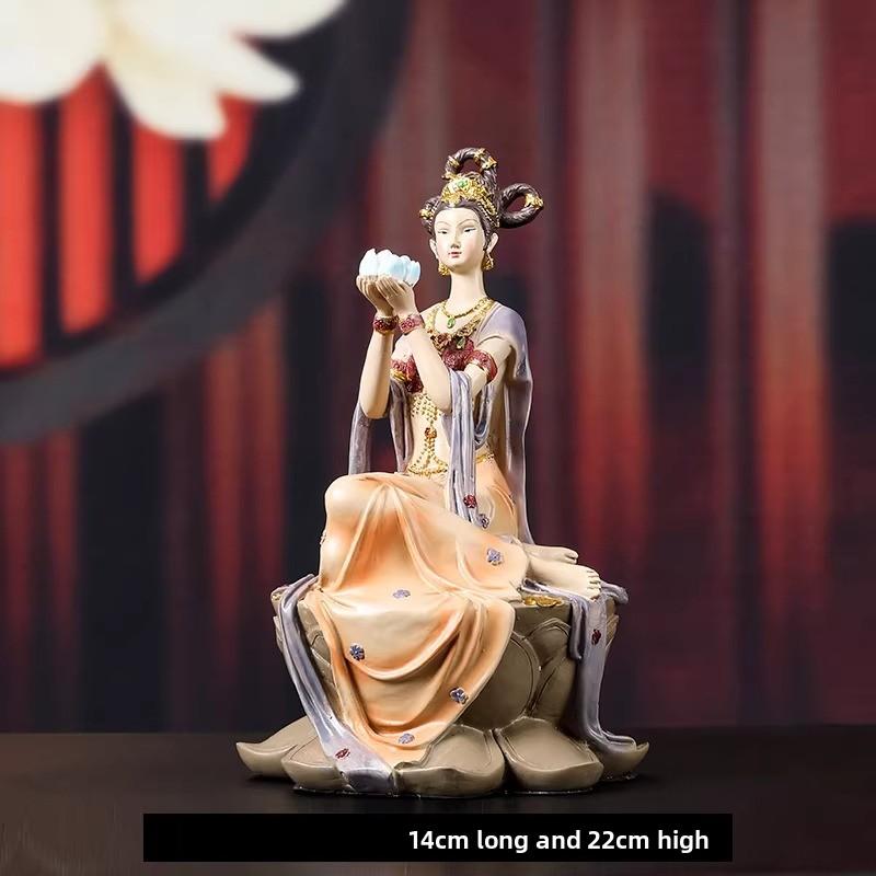 BEPAN 1PC Chinese Dunhuang Flying Apsaras Statue Zen Classical Figure Home Living Room Entrance Bookcase Vintage Decor Craft