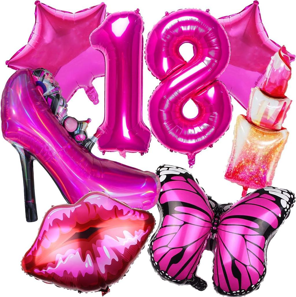 Розовые воздушные шары для девочек, воздушные шары на день рождения для девочек, принадлежности для вечеринки по случаю дня рождения принцессы, ярко-розовый набор воздушных шаров на высоких каблуках для вечеринки по случаю дня рождения девочки