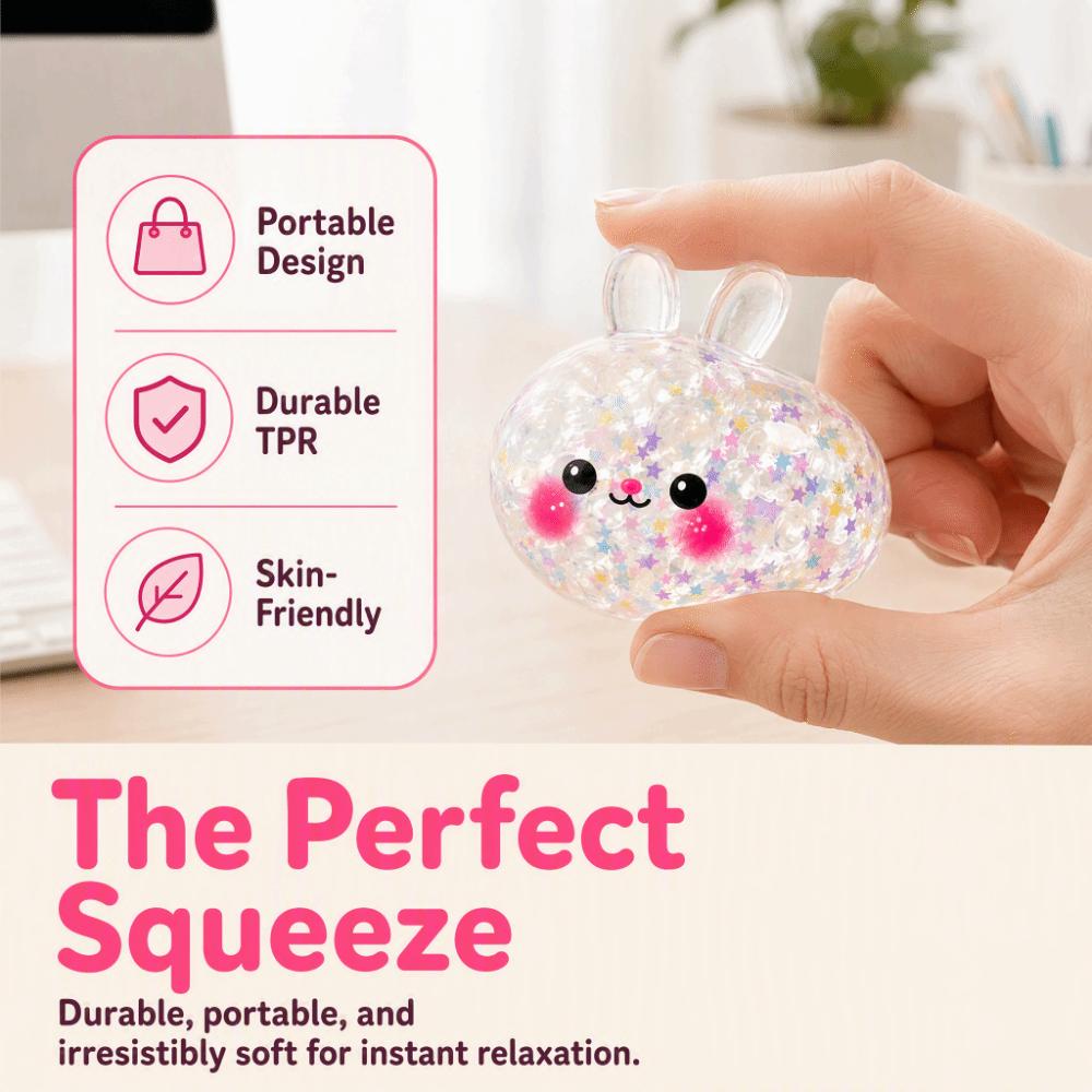 Slow Resilience Rabbit Squeezable Toy Glitter Stress Relief Sensory Ball For Stress Anxiety Relief