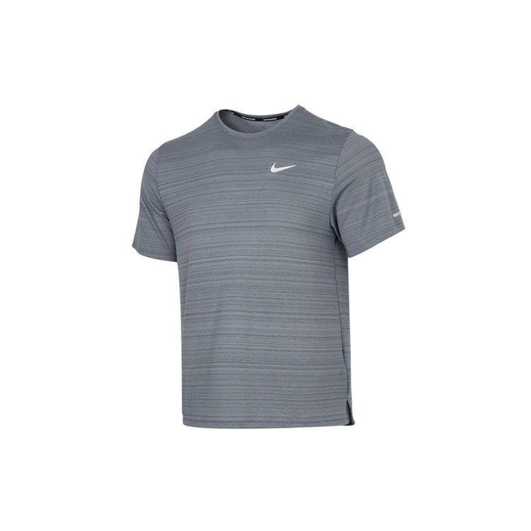 Nike Мужская футболка с короткими рукавами для бега Dri-Fit Miler для бега, дымчато-серые CU5993-084