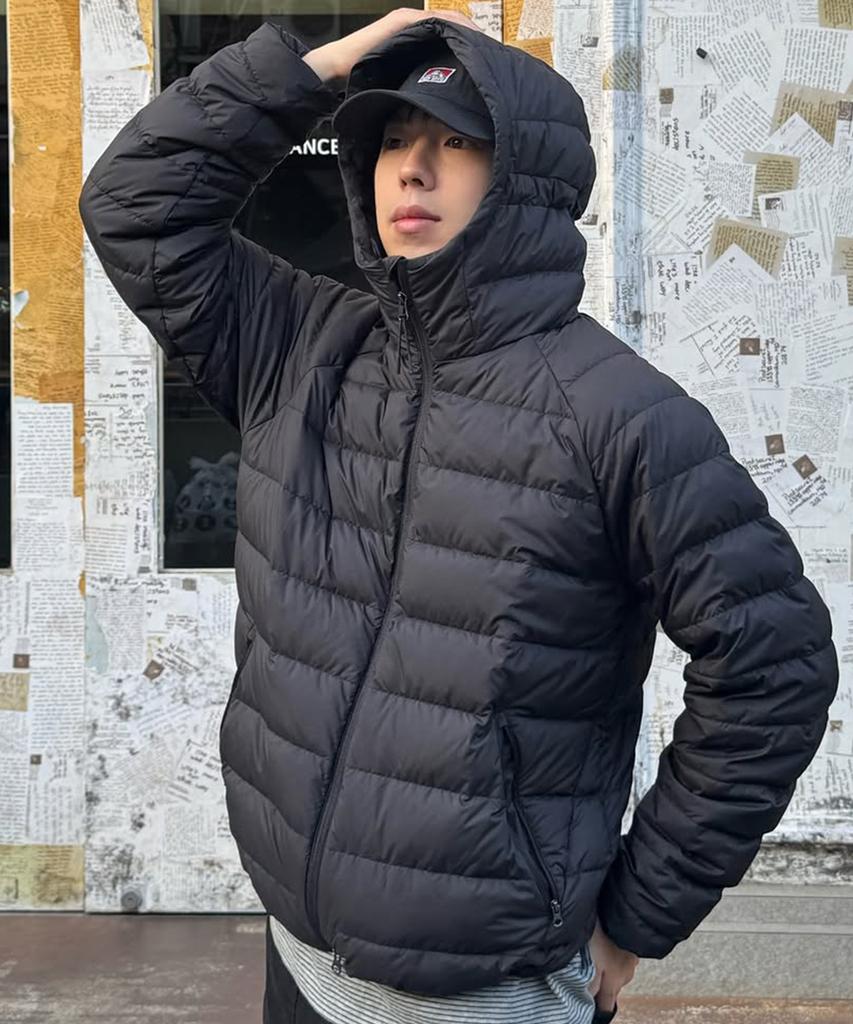 Куртка Costume O’Clock [Версия с утиным пухом] Легкая утепленная куртка с капюшоном на утином пуху Черная Coosjp051Black
