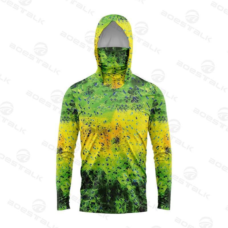 Mens Quick-Dry UV Protection Fishing Hoodie With Face Cover Lightweight Long Sleeve Outdoor Angling Summer Fall