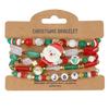 5Pcs Snowman Christmas Bracelet Multi-Layer Stacking Rope Chain Bangle Beaded Bracelet  Gifts