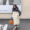 Осень Зима Утолщенная Теплая Парка Женская Повседневная Контрастного Цвета Большой Карман Свободное Длинное Пальто Куртки Верхняя Одежда