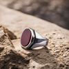 Кольцо из натурального красного оникса, кольцо из стерлингового серебра 925 пробы, мужское кольцо из красного оникса, кольцо обещания, подарок для него, кольцо ручной работы