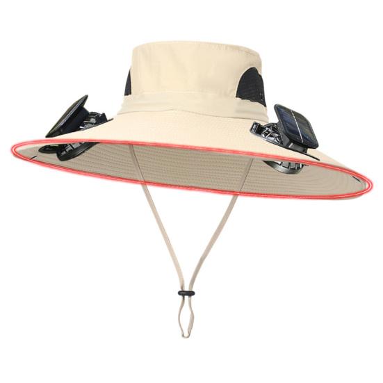 Широкополая шляпа от солнца со встроенным солнечным вентилятором для мужчин и женщин, летняя охлаждающая пляжная шляпа-ведро для рыбалки на открытом воздухе, пешего туризма, кемпинга