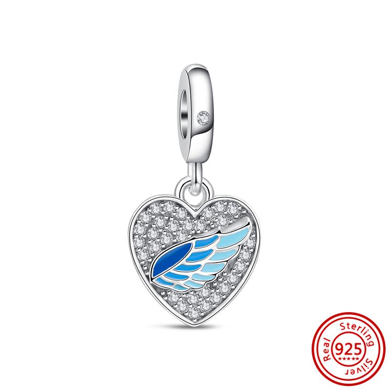 925 Стерлинговая медь Мультяшная птица Попугай Сова Ласточка Перья Милая подвеска Бусины для DIY Подходят для оригинального браслета-шарма Pantaro Циркон