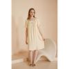 New ruffle leaf edge pajamas women's summer human cotton satin Korean version girl solid color embroidered sweet square collar nightdress T