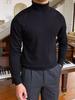 Men's Loose Plus Size High Neck Knit Sweater - Solid Color, Long Sleeve, Spring/Autumn/Winter
