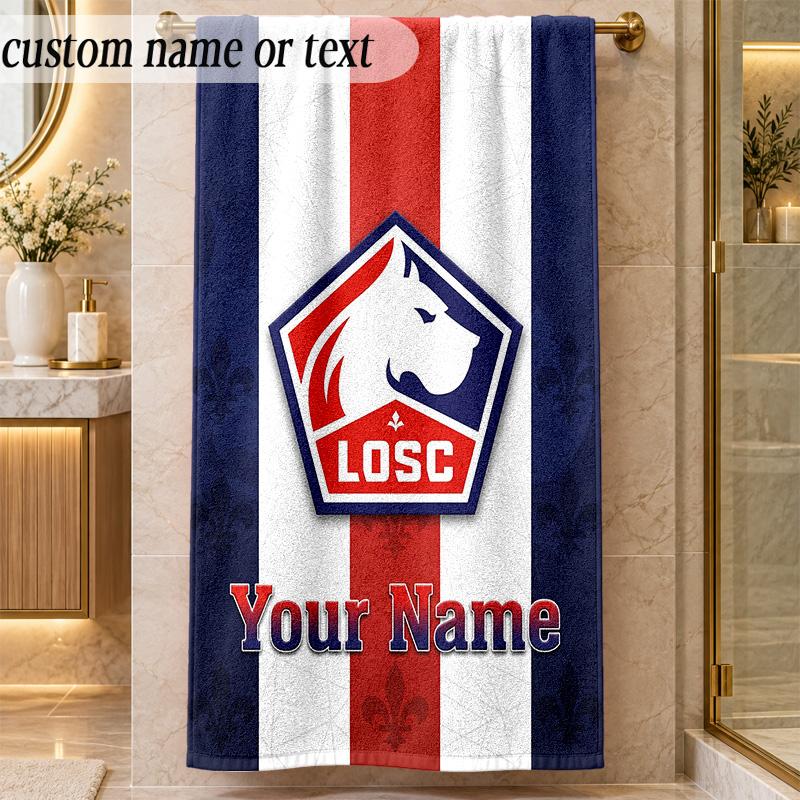 Beach TowelLOSC Lille Custom Name Text Personalized Soft Towel for Beach Pool Indoor Home Decor Gift