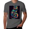 colorful curvy cat TShirt Christmas Casual Short Sleeve Top