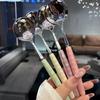 Креативная суповая ложка из нержавеющей стали с ручкой под керамику, цветной дизайн в виде девичьего сердечка