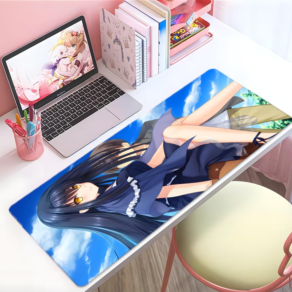 Sweet Emotional Anime Ssummer Pockets Mouse Pad Large Thick Desk Pad Stitched Edges Gaming Mouse Mat For Pc