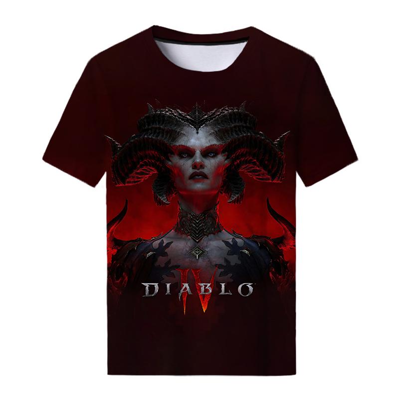 Новая игра Diablo 4, футболки с 3D принтом для мужчин и женщин, повседневная модная уличная одежда, футболка большого размера с короткими рукавами, детские футболки, топы, одежда