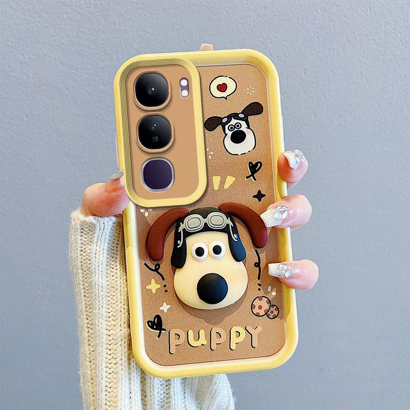 KEYSION Shockproof Case for VIVO V40 Lite with Lanyard Soft Silicone Cute 3D Cartoon Doll Phone Cover for VIVO Y200 5G Y19S