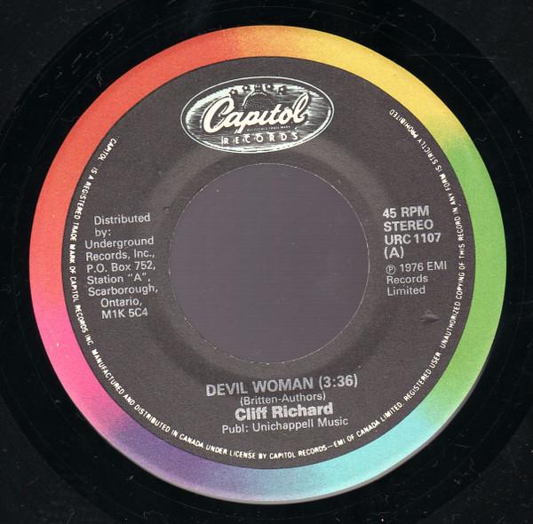 7inch Record CLIFF RICHARD - Devil Woman / It's All In The Game URC1107 Capitol Records Canada Rock Used