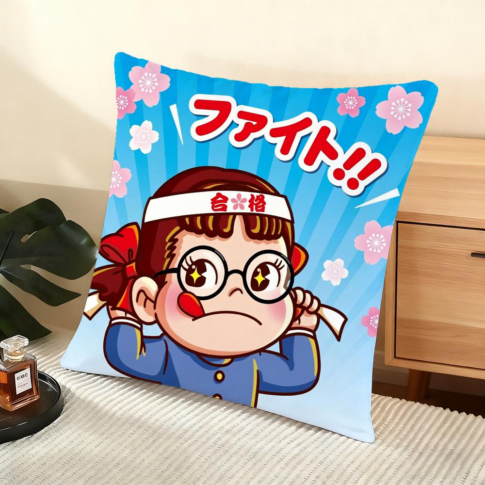 Fujiya M-Milky Peko Cushion Cover Soft Short Plush Pillow Cover Smooth Cozy Texture Aesthetic Cushion Case Home Decor