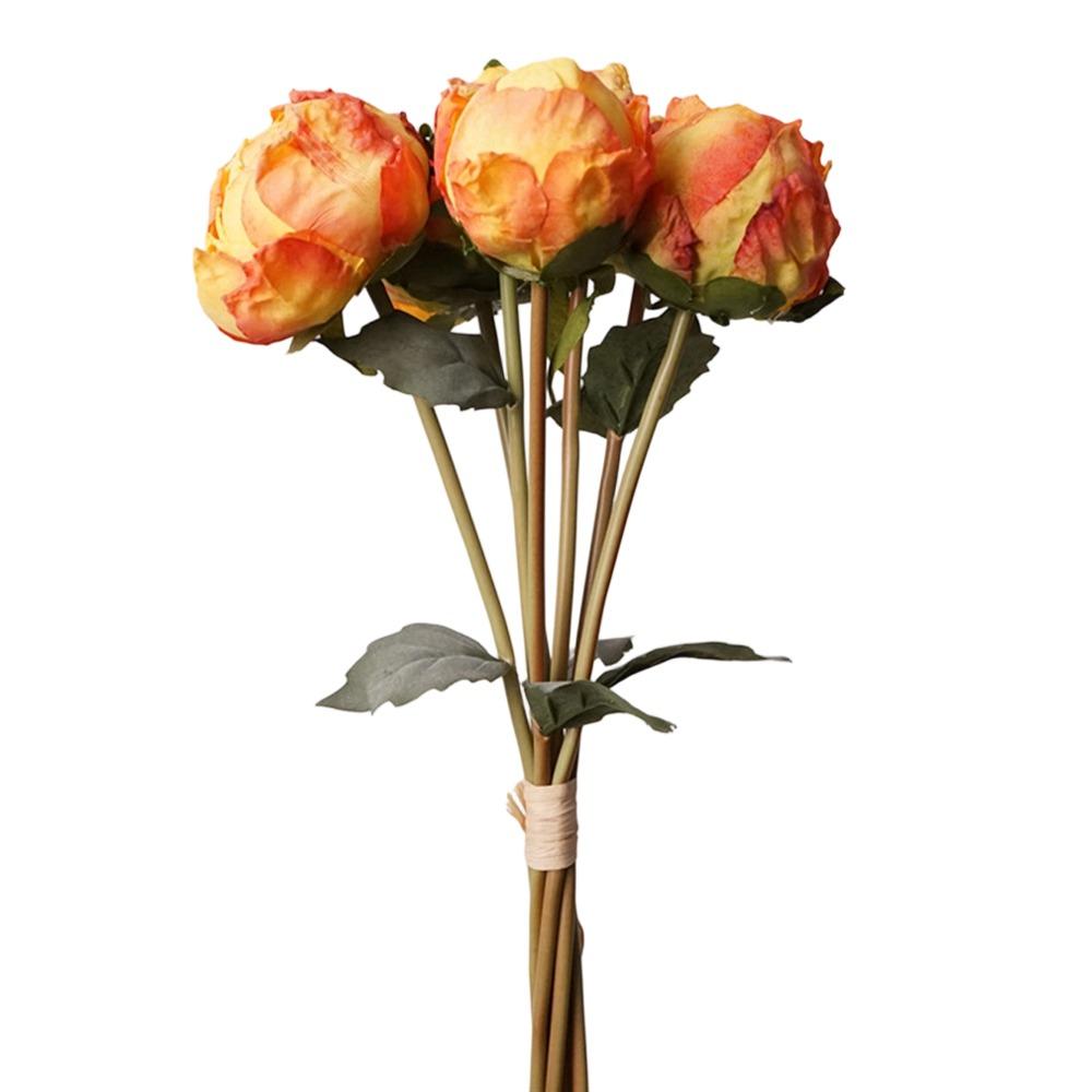 4 Flower 3 Buds Peony Artificial Flower Silk Petals Decorative Flower Photo Props