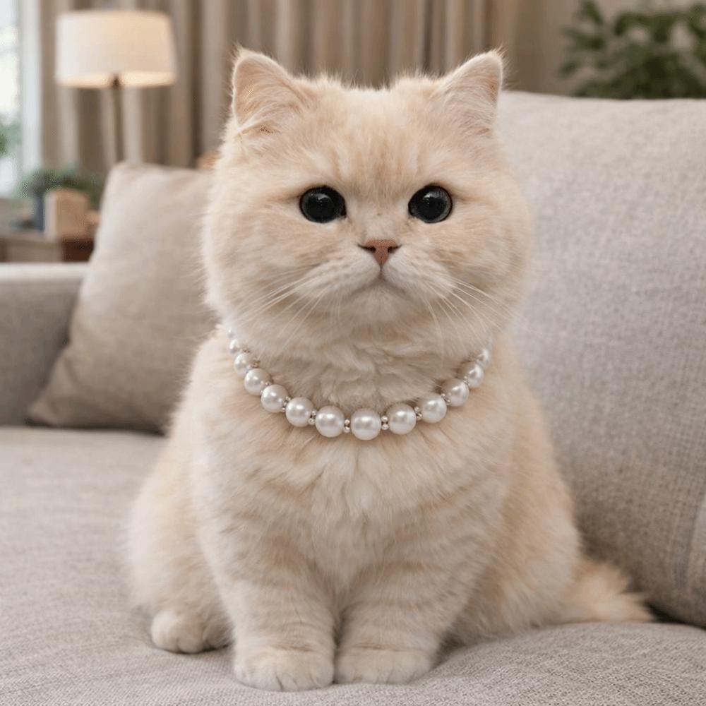Simulated Pearl Cat Bead Collar Bling Pet Simulated Pearl Collar Pet Pearl Necklace Pet Show