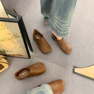 2025 новые деловые повседневные ретро универсальные кожаные туфли пара повседневных туфель одна педаль ленивые туфли