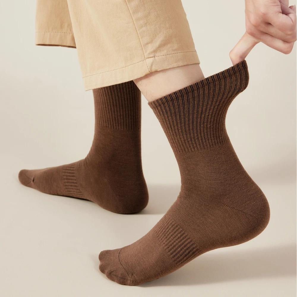 5 пар мужских носков, высокие спортивные носки, нескользящие, высококачественные хлопковые носки, комплект из 5 пар, весенние деловые рабочие носки