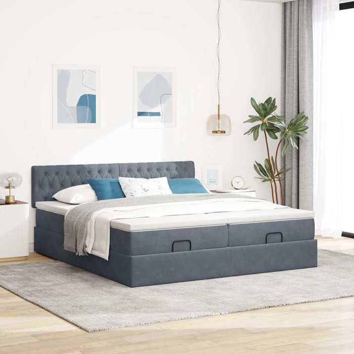 Maison Exclusive - Cadre de lit ottoman avec matelas gris foncé 160x200cm velours