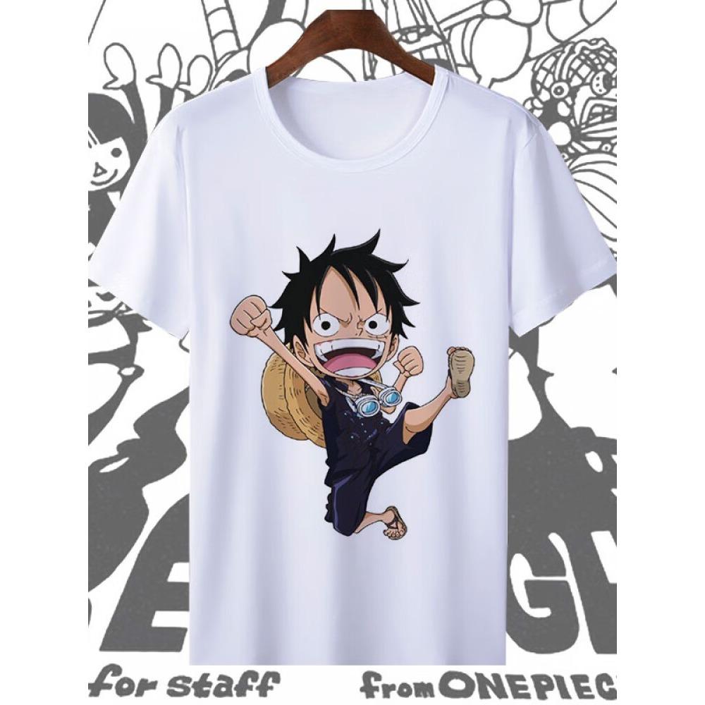 One Piece Luffy Unisex Tshirt 2026 Summer New Popular Anime Print American Trend Casual Parentchild Short Sleeved Top