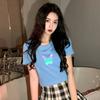 New Summer Internet Celebrity Couple Outfit Reflective Butterfly Short-sleeved T-shirt for Women Short Student Top