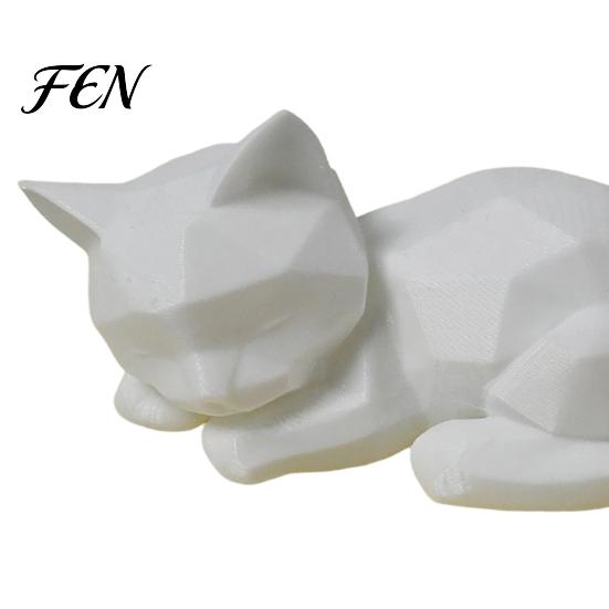 Fine Craftsmanship Figurine 3D Printed Sleeping Cat Figurines, Geometric Statue, Minimalist Cute Elegant Art Crafts Decoration for Home Office Desktop