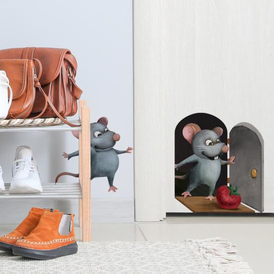Водостойкая съемная самоклеящаяся 3D наклейка на стену, две забавные настенные картины с крысами, наклейки на стену KTY
