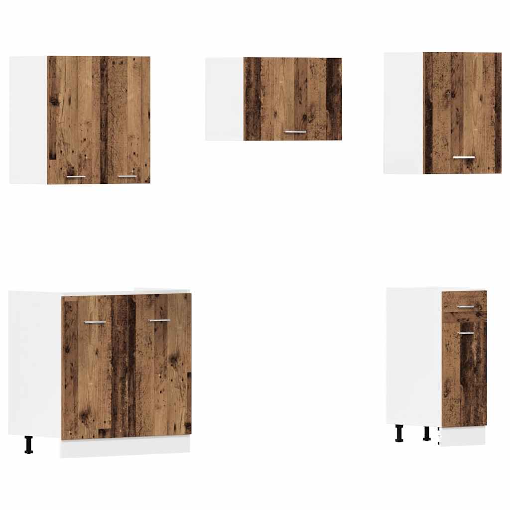 11 Piece Kitchen Cabinet Set Lyon Rustic Wood Look Particleboard