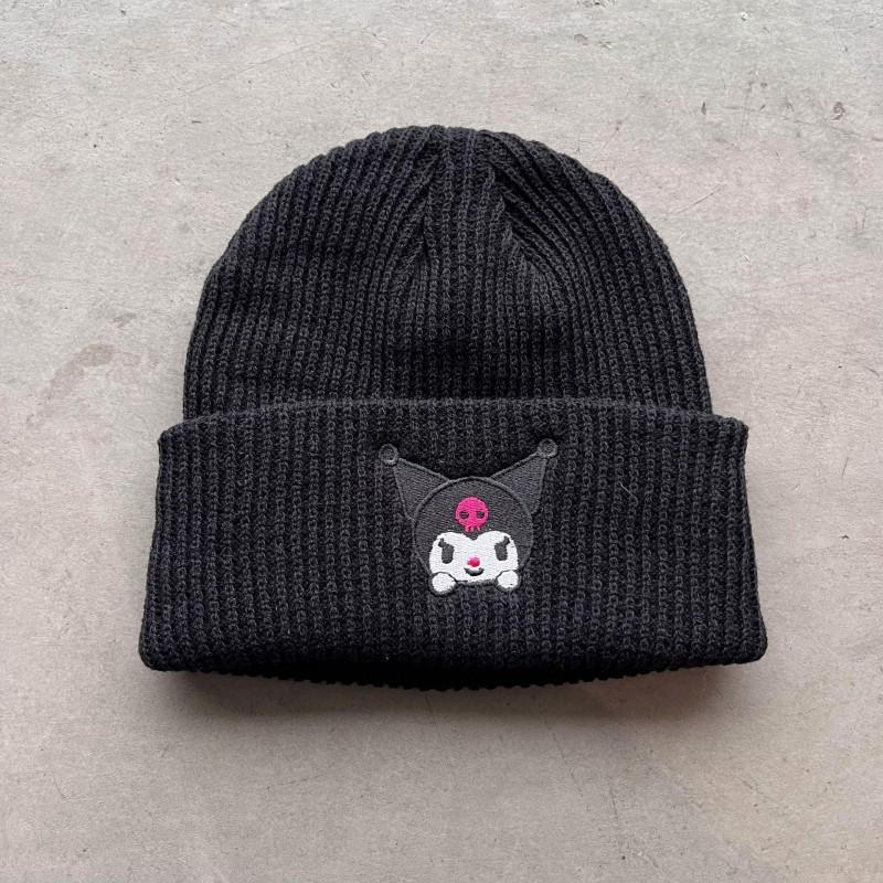 Cute Cat Embroidery Knit Beanie Cartoon Character Winter Warm Couple Hat
