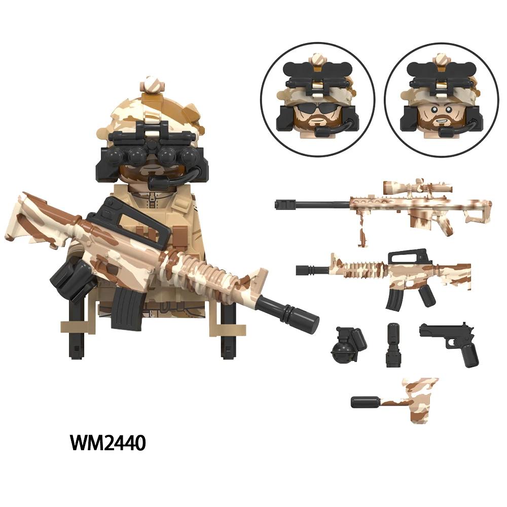 Набор MOC (Модель) Миниатюрные фигурки военных солдатиков в стиле аниме, экшен, Fallout, оружие, роботы-меха, строительные блоки, конструктор, игрушки для детей, подарок