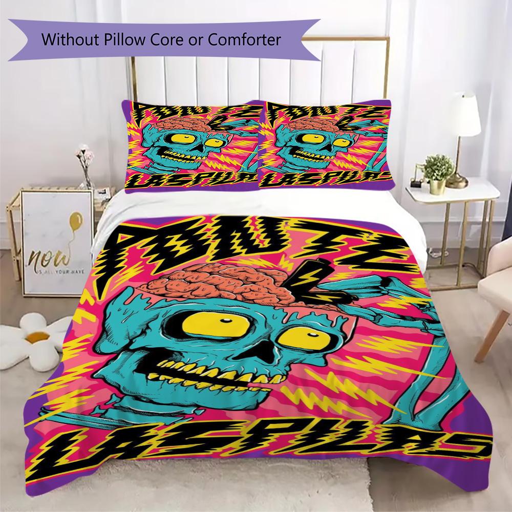 Zombie brain cartoon print Pattern Bedding,Quilt Set Quilt Cover Pillowcase Home Birthday Gift (1*duvet cover+2*pillowcase,without core)ZSJT0917232