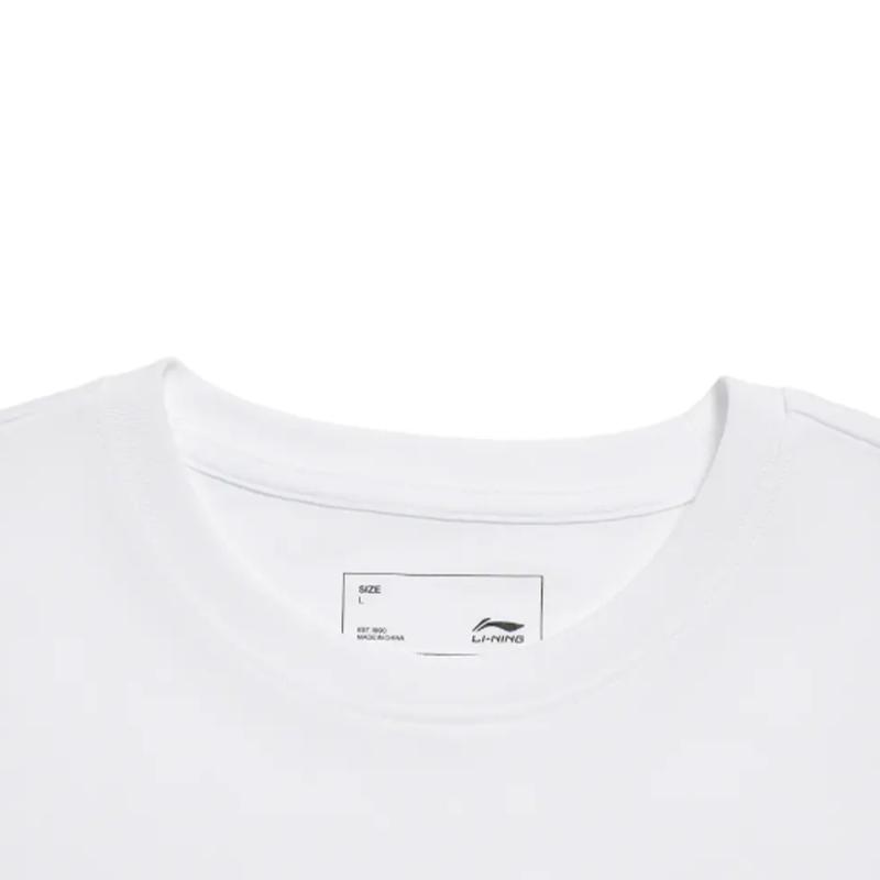 Li-Ning Пуловер с принтом логотипа граффити, с круглым вырезом, с коротким рукавом, повседневный спортивный костюм, унисекс, белый, черный AHSUB03-2+YAPV001-1