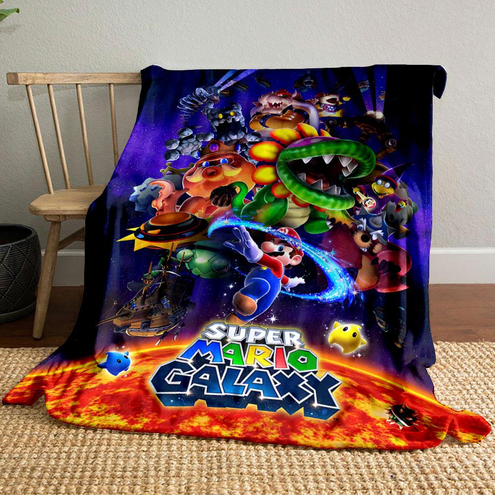 Colorful characters and elements from **Super Mario Galaxy** in space. for all seasons blanket lunch break throw gift