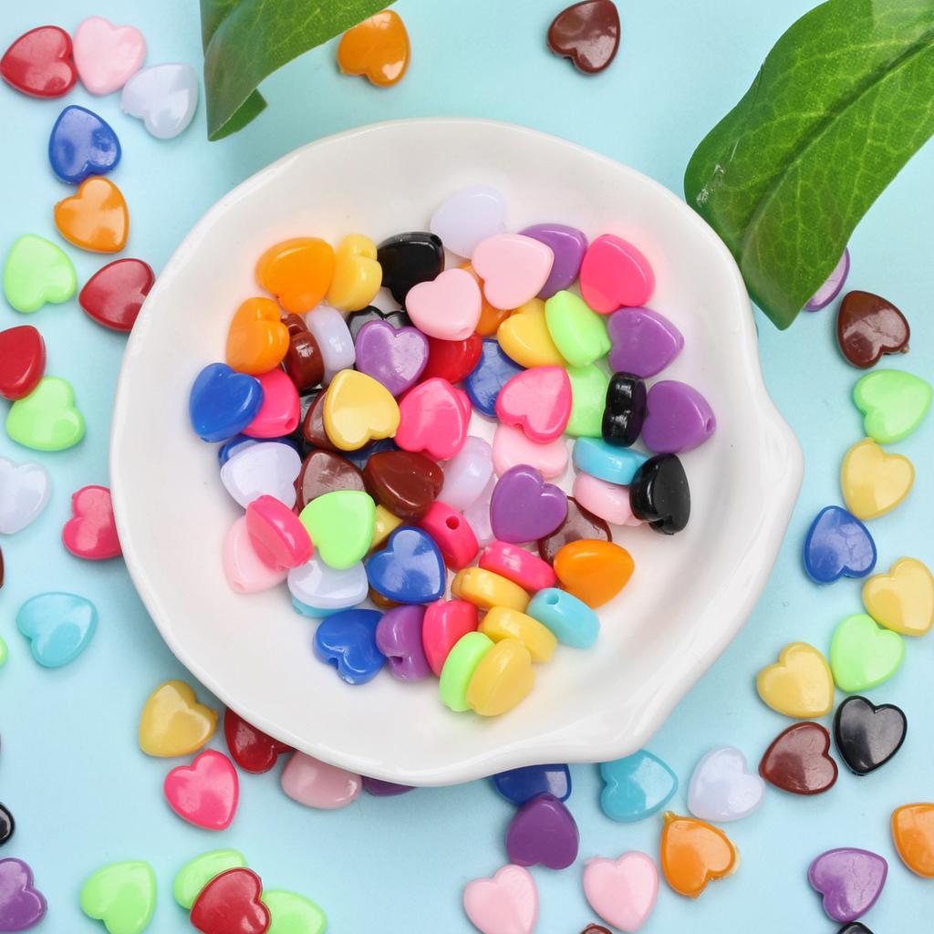 Hanmade DIY Accessories Loose Beads Candy Color 150pcs Handmade Supplies Flat Heart Beads Crafted For Jewelry Making Acrylic
