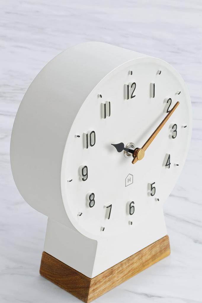 Настольные часы Interform Polk Scandinavian White Keyhole Wood W14 x H18 x CL-4097 D5.5cm