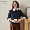 Kemengboka Women's Thickened Cashmere Saddle Shoulder Round Neck Sweater