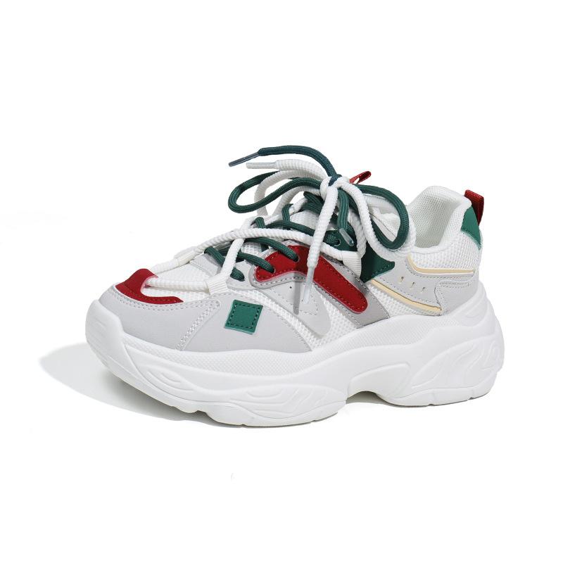 Женские кроссовки на платформе, нескользящая повседневная обувь из дышащей сетки, удобные кроссовки для бега на массивной шнуровке, спортивная обувь для тенниса для женщин